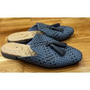 Birdies Putyin Leather Lattice Mule Flats Size 9.5 Women’s Blue Slip On